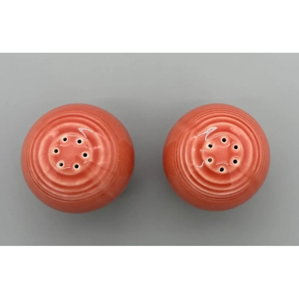 Homer Laughlin Fiesta Persimmon Salt + Pepper Shaker Set Retired Made in USA